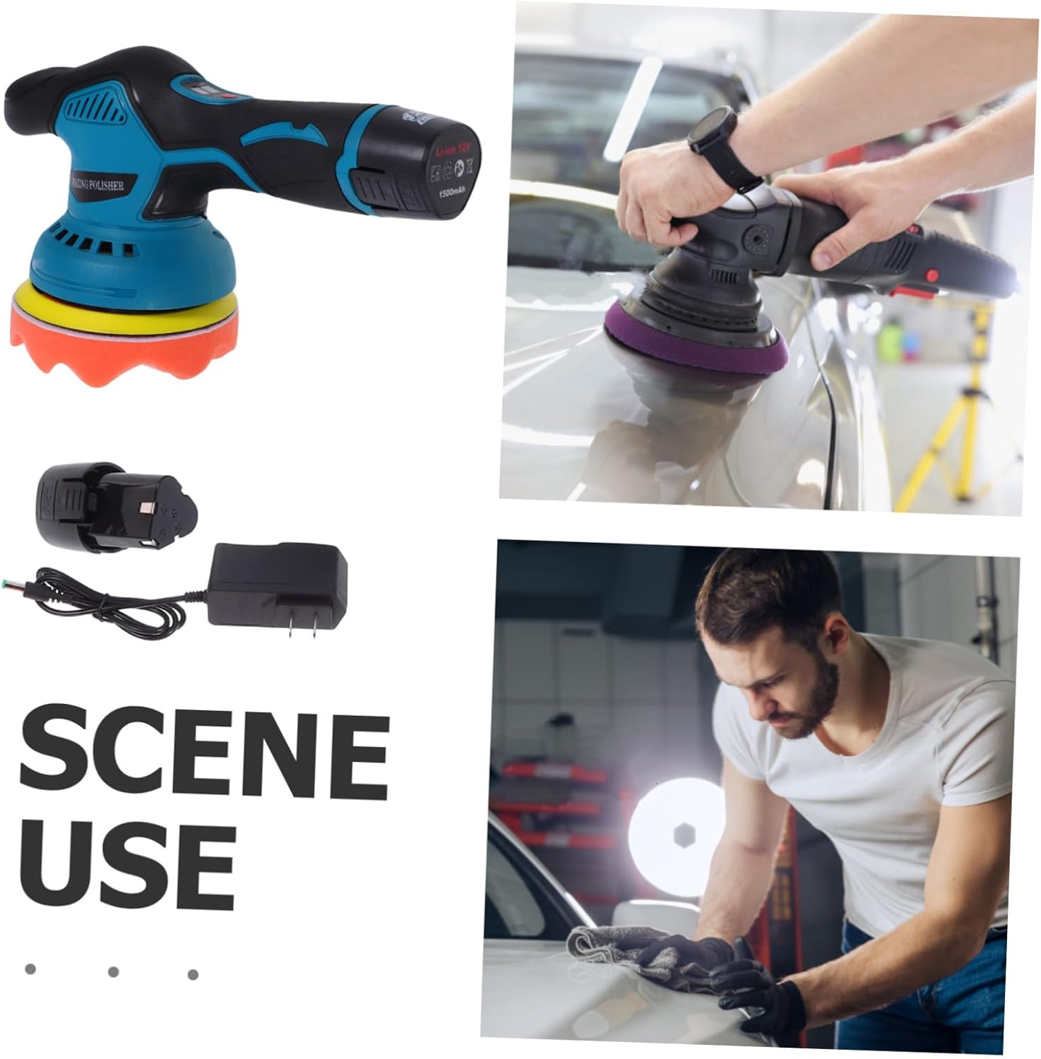 DOITOOL Cordless Vehicle Polishing Machine Adjustable Speed Handheld Electric Wax Polisher Battery-powered Eccentric Car Buffer for Detailing and Shiny Surface Finishing