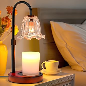 Candle Warmer Lamp Electric Timer Dimmable Candles Warming Lamps - Height Adjustable Burner Jar - No Flame Scented Melts Wax - All Candle Jars Home Decor Table Light