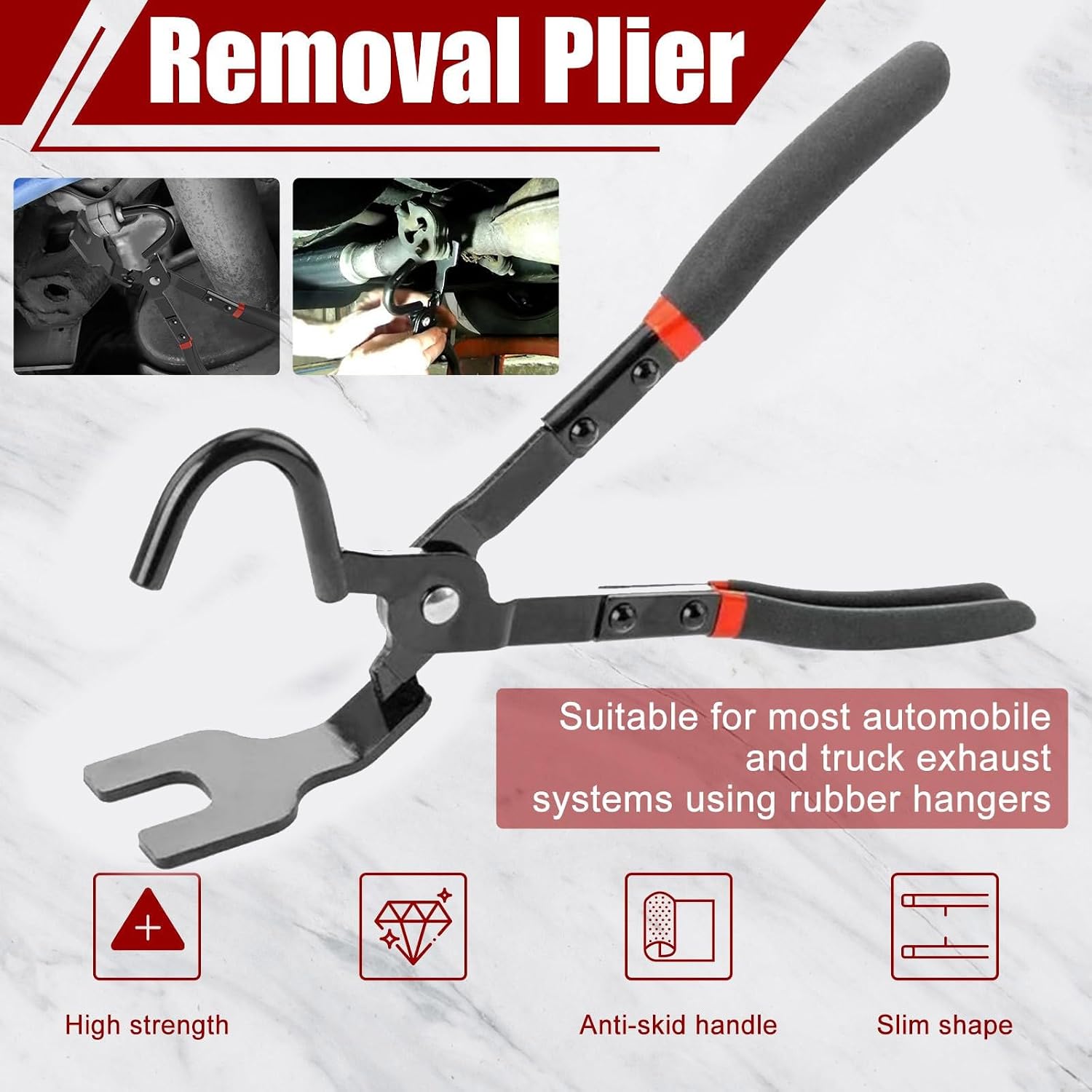 Car Exhaust Rubber Pad Detaching Plier with Unique Hook Designs Exhaust Brackets Removal Plier Simple Operate Hanger Removal Pliers