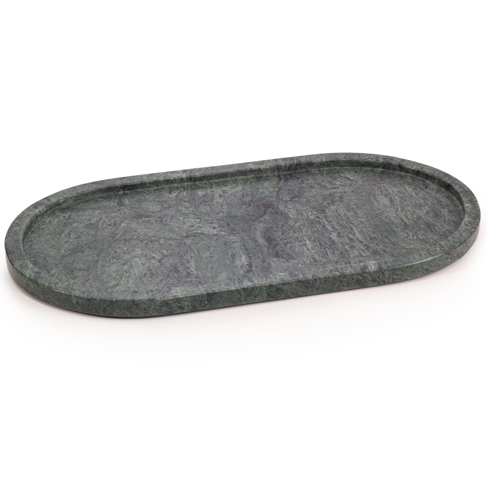 Ehc Green Marble Decorative Large Oval Marble Serving Tray For Bathroom, Vanity, Jewellery, Coffee Table Accessory, Multipurpose Organizer - Green