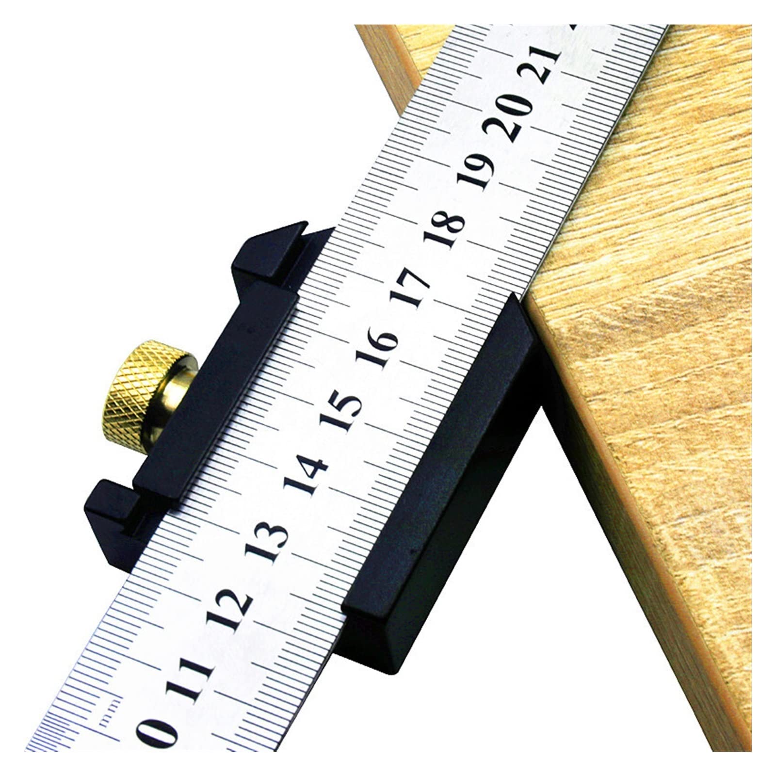 Gauge Block Set Woodworking Drawing Machine Scribe Angle Scriber Steel Ruler Positioning Block Line Gauge(TypeB with ruler)