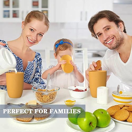 Miniatura 7 de Homienly Vasos de paja de trigo, 8 vasos de plástico reutilizables irrompibles, reutilizables, aptos para lavavajillas, aptos para microondas, vasos