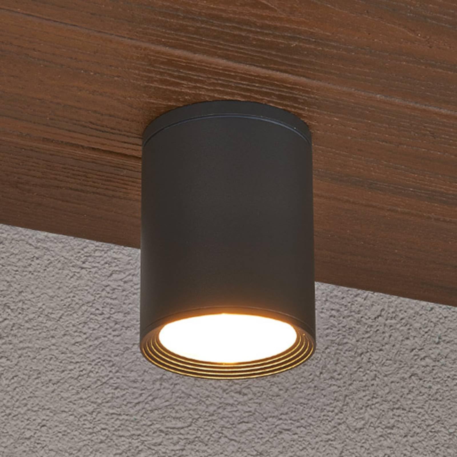Lucande Plafonnier Minna Noir Aluminium E27 Saillie Lampe Plafond