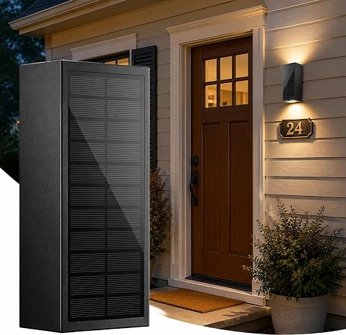 vighep Solar Wall Lights Outdoor, Dusk to Dawn Up Down Wall Sconce, Dual USB & Solar Powered, Dimmable 3000K to 6500K, IP65 Waterproof LED Outside Lighting for Porch Patio Garage Yard Shaded Area