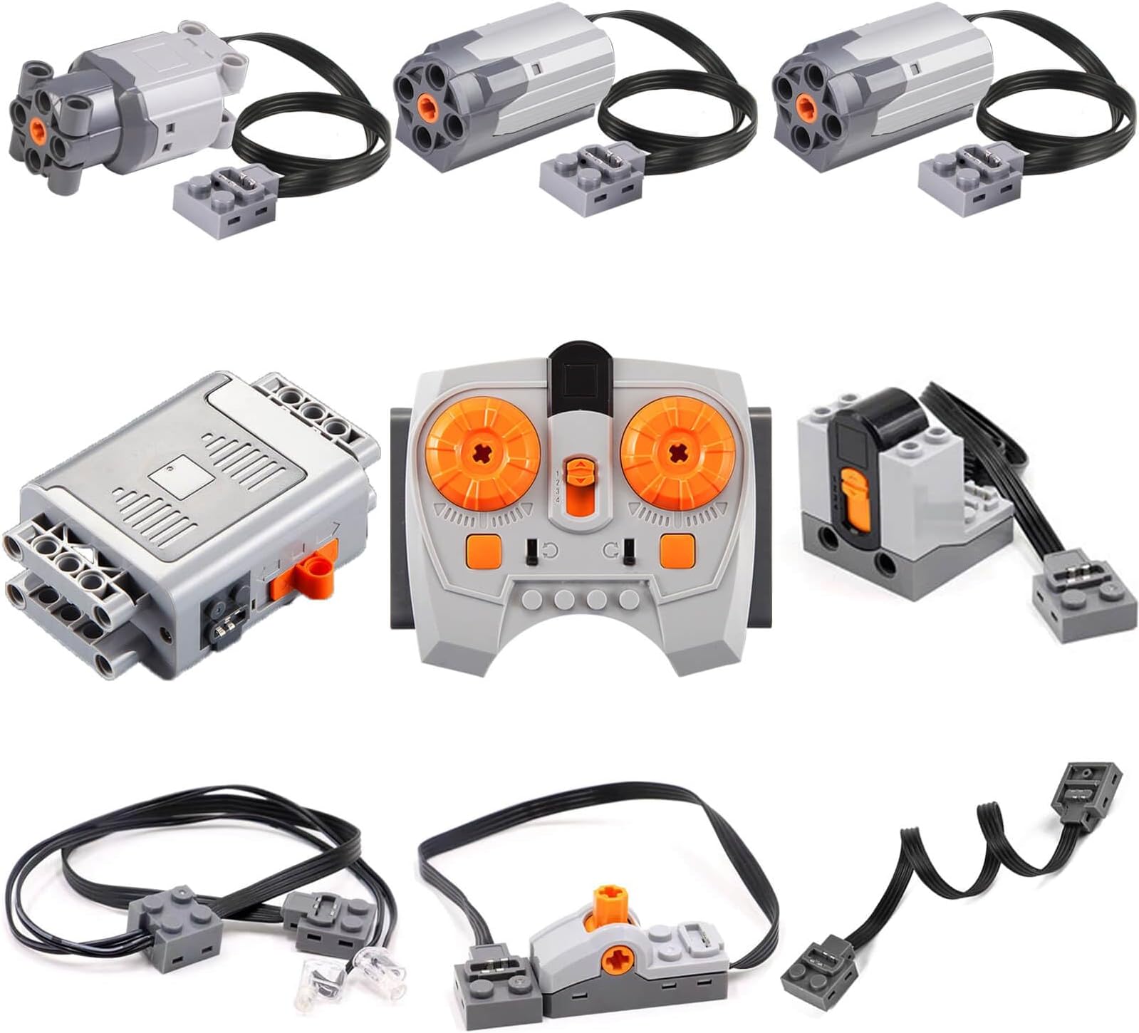Motor Kit Compatible with Lego: Power Functions Technic Remote Control Set with Battery Box Engine Parts Motor Controller Steering Servo Motor Block Motor Gears Starter (9 in 1 Set)