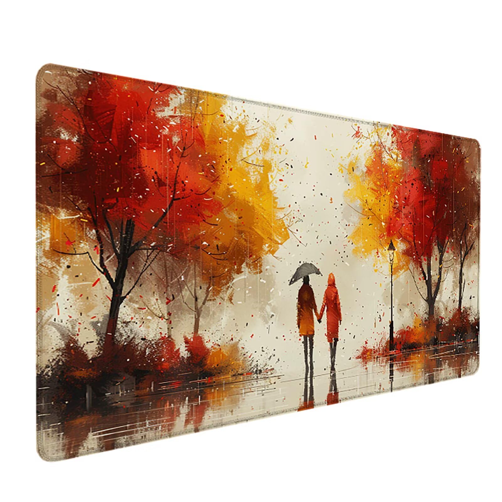OtoñO Alfombrilla Ratón Gaming XXL 1500x800 mm, Alfombrilla Gaming Rojo Mousepad con Base de Goma Antideslizante, Impermeable Desk Mat para Teclado y Raton, Accesorios Gaming, Regalos de Hombre 9-W