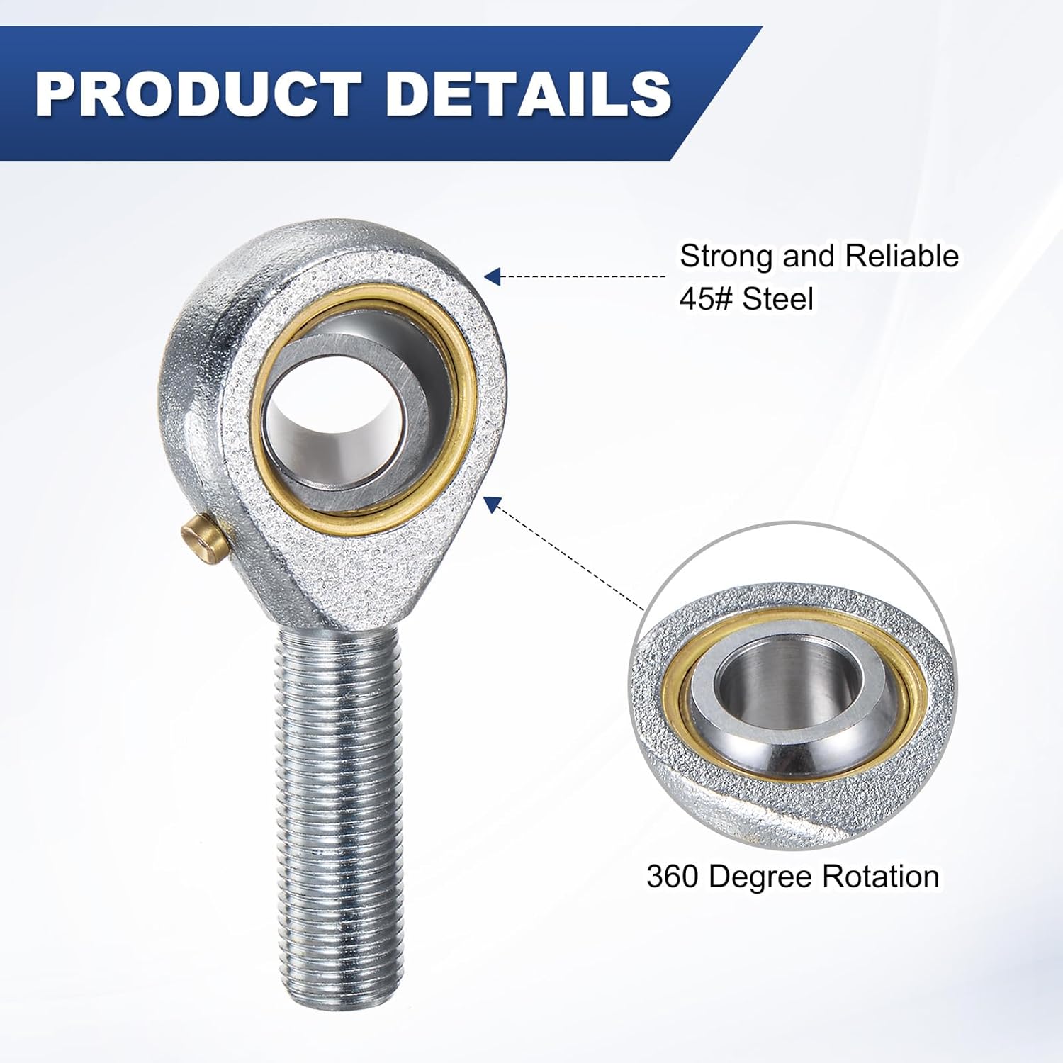 M METERXITY 4-Pack POSB8 Rod End Bearing, 1/2 Inch Bore 1/2-20 Right Thread Self-Lubricating Male Thread Steel Joint Rod Ends W Jam Nuts for Forging Machine Tools
