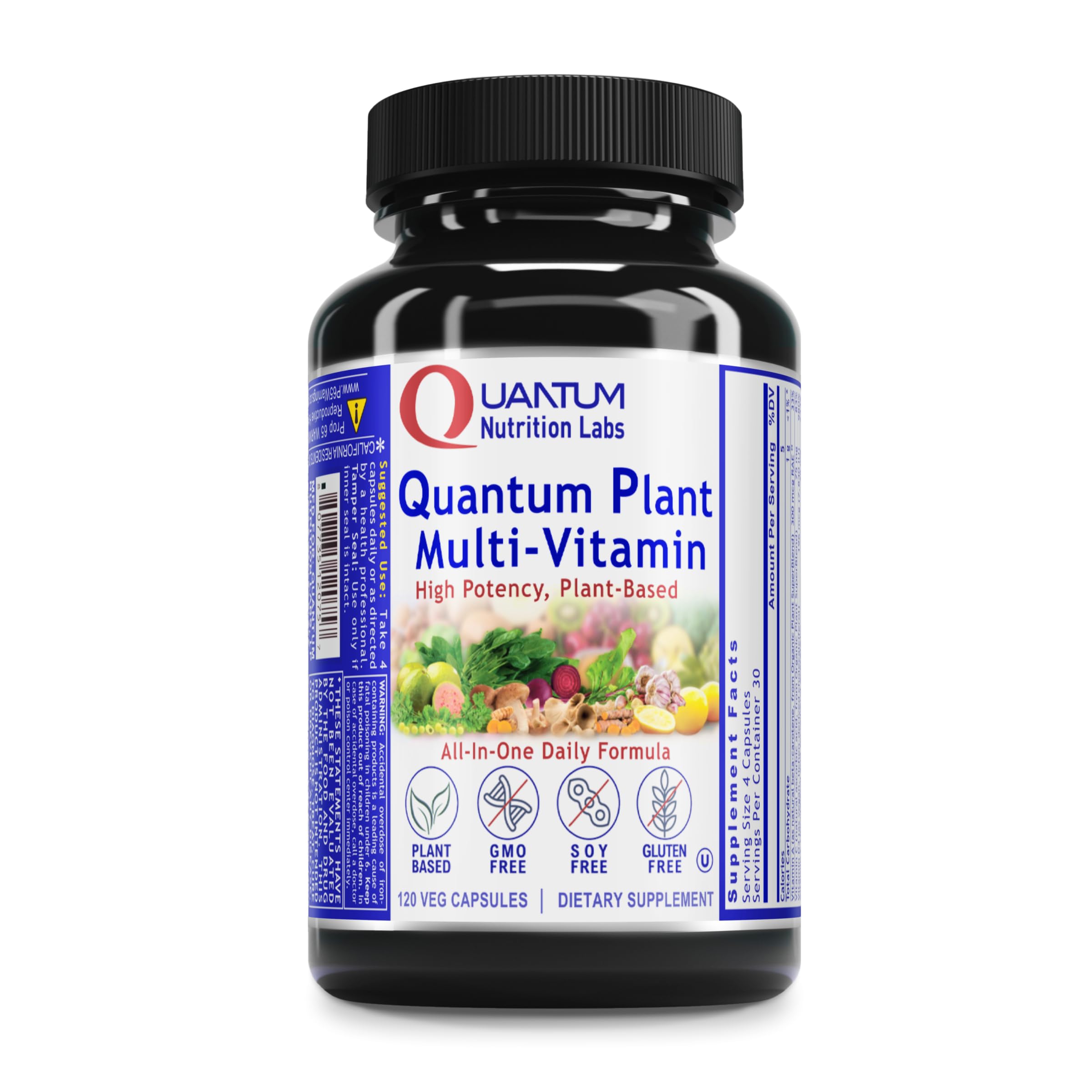 Plant Multi-Vitamin, Full Body Support with Immune Factors, Pure Vegan, Gluten-Free, and Non-GMO, 120 Capsules