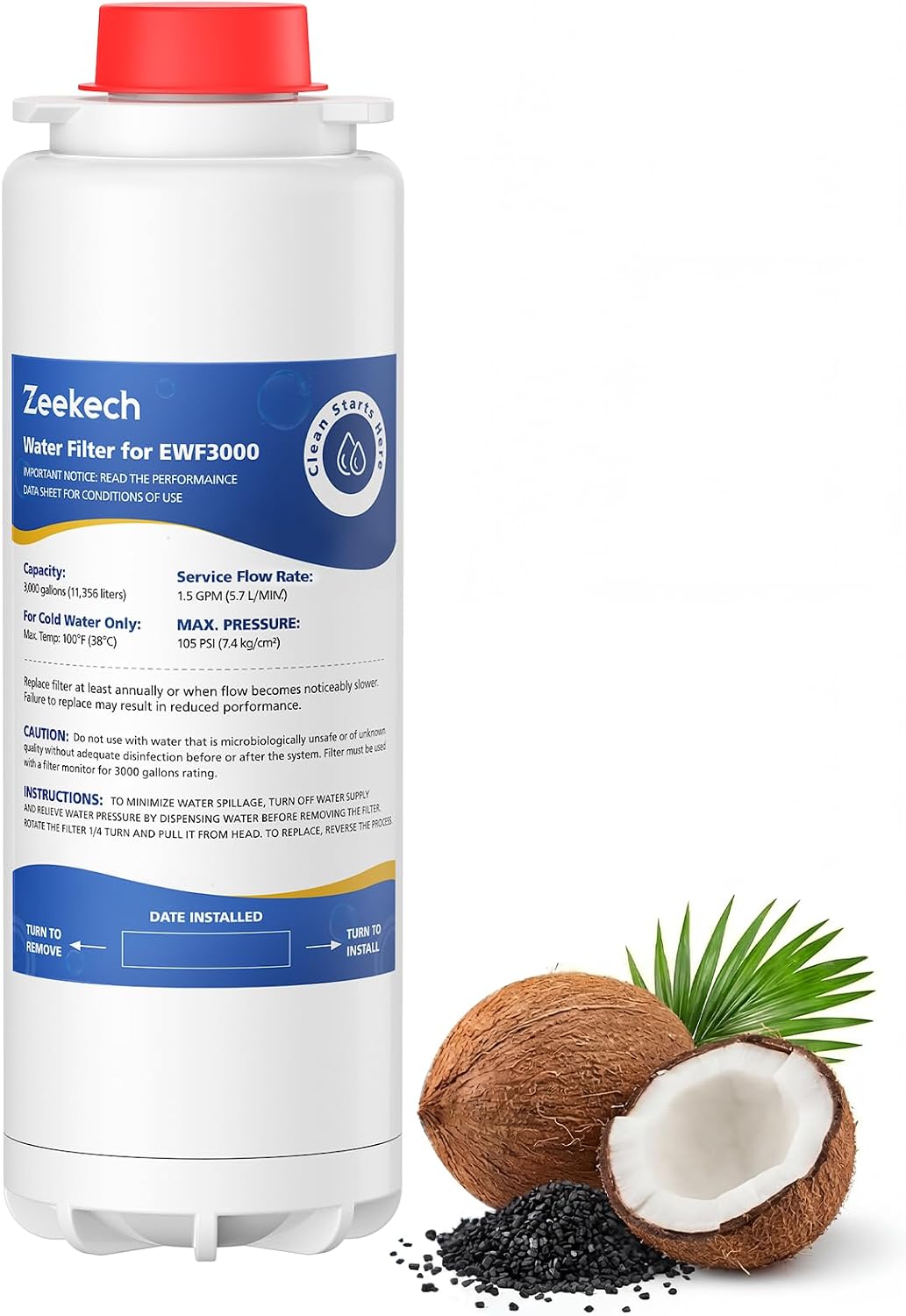 Water Replacement Filter Compatible with Elkay 51300C EWF3000, 1 Pack