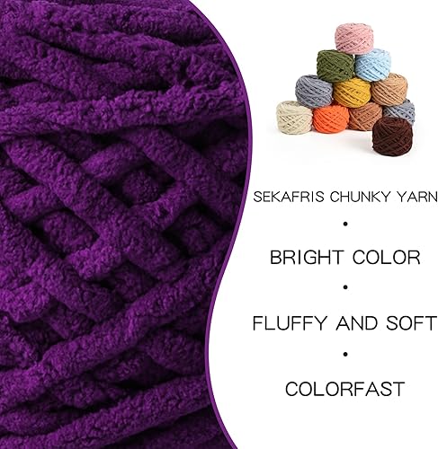 Vista 50 de Paquete de 3 hilos gruesos de felpilla de felpa de 3.53 onzas (49.2 yardas), hilo de terciopelo esponjoso para tejer y hacer ganchillo, hilos de 3