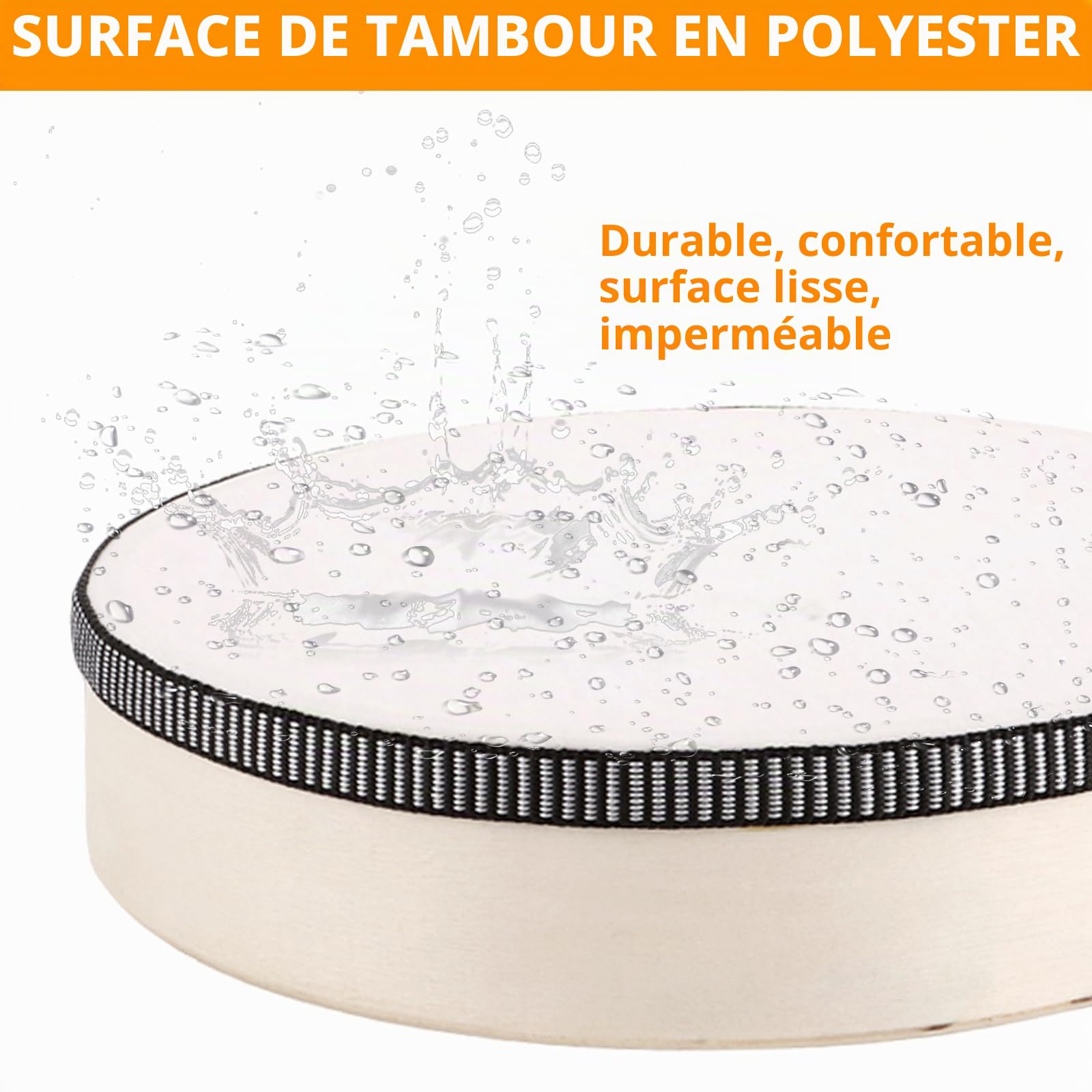 MIVIDE 3 Pièces Tambourin à main avec Maillet, Tambourins 15 cm, 20 cm et 25 cm, Tambourin à Main en Bois pour Fête, Performance