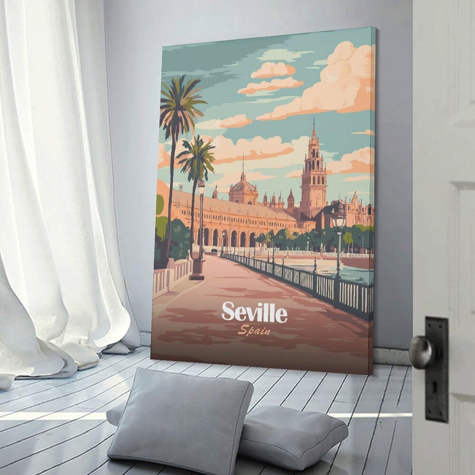 Junmoney Seville, Spain Travel Hanging Wall Art, 20x30inch(50x75cm), for Living Room, Bedroom, Office Or Hallway, Decorative Artwork with Broad Appeal