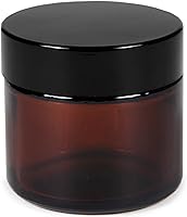 Vista 6 de Vivaplex, 12, Amber, 2 oz, Round Glass Jars, with Inner Liners and black Lids