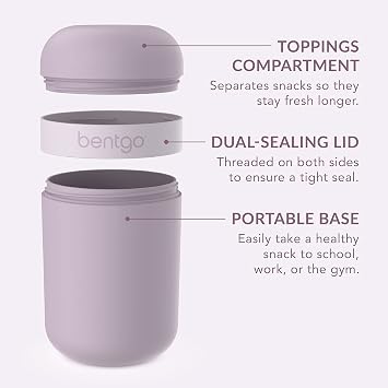 Bentgo Snack Cup - Reusable Snack Container with Leak-Proof Design, Toppings Compartment, and Dual-Sealing Lid, Portable & Lightweight for Work, Travel, Gym - Dishwasher Safe (Orchid)