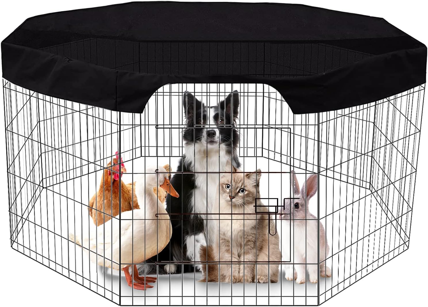 Dog Playpen Cover, Pet Playpen Cover Provide Shade & Security for Indoor Outdoor, Portable Foldable Washable Mesh Fabric Top Cover, Fits…