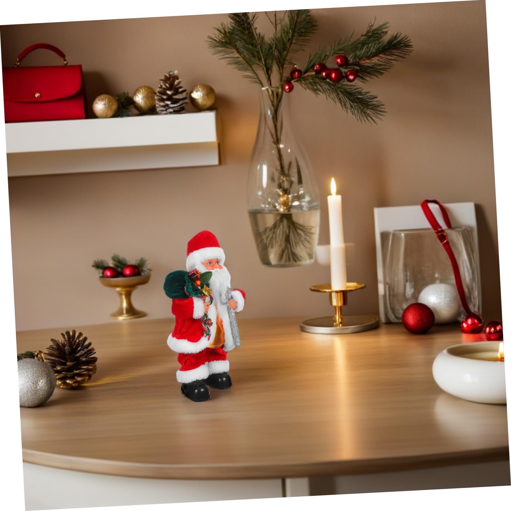Toyvian Juguete De Papá Noel Eléctrico Musical para Decoración Navideña y Fiestas con Movimiento y Luces para Infantiles y Ambientación Festiva