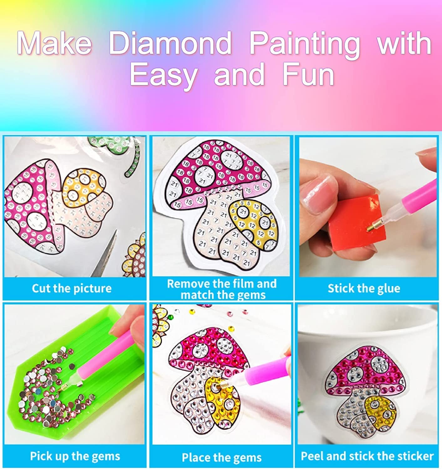 Boxgear Adesivi 5D Fai Da Te Per Bambini: 30 Pezzi Di Piccoli Animali Mosaico, Kit Diamond Painting Per Principianti, Ragazzi E Adulti - Regalo Creativo