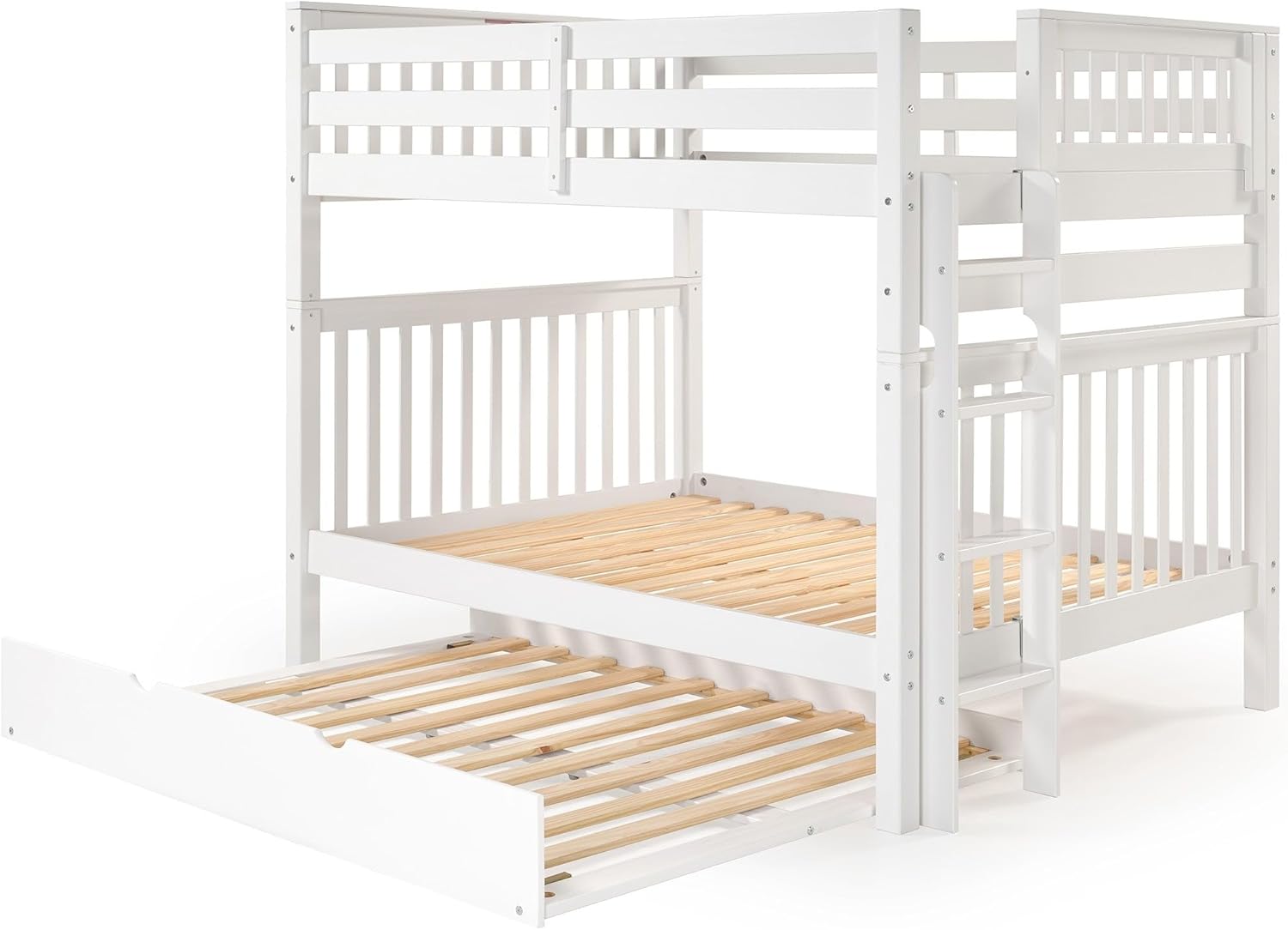 Bedz King Bunk Beds Full Over Full Mission Style (White, Full Over Full Full Trundle)