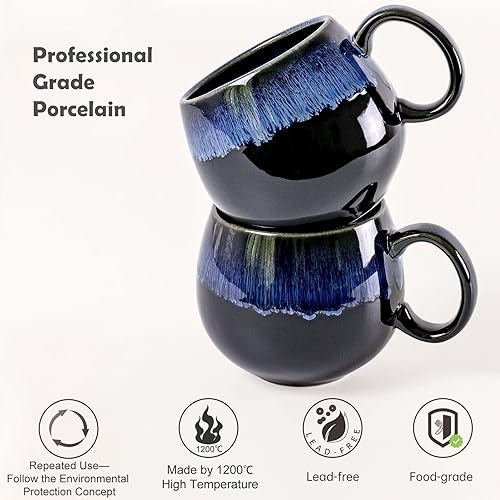 Miniatura 3 de UNICASA Juego de 4 tazas de café, tazas de cerámica jumbo de 18 onzas, cereales de porcelana, tazas de sopa con asas para café, té, leche, café con