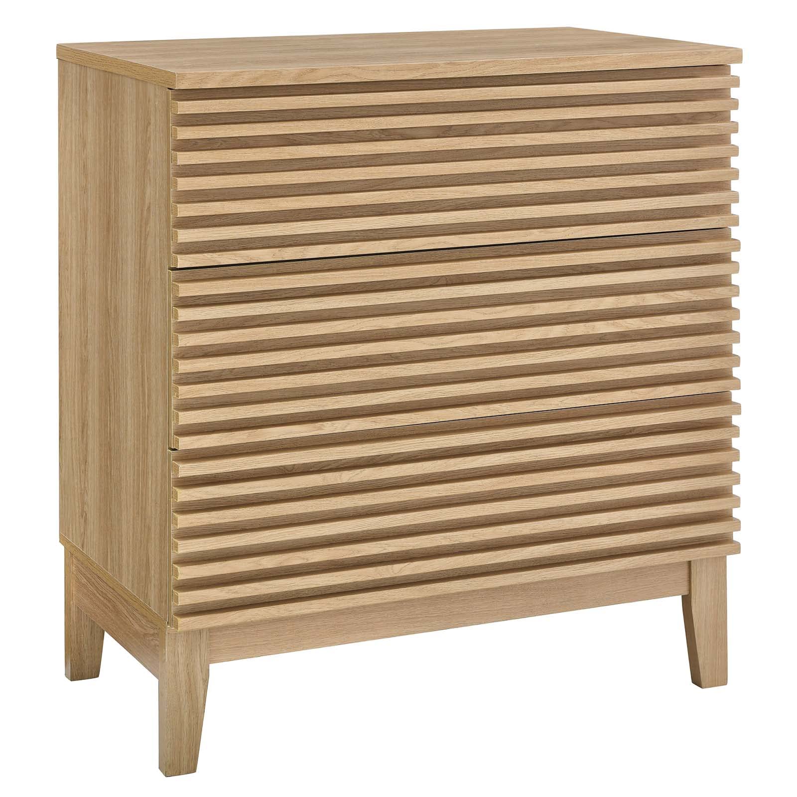 Modway Render Mid-Century Modern, 3-Drawer Dresser Chest, Oak