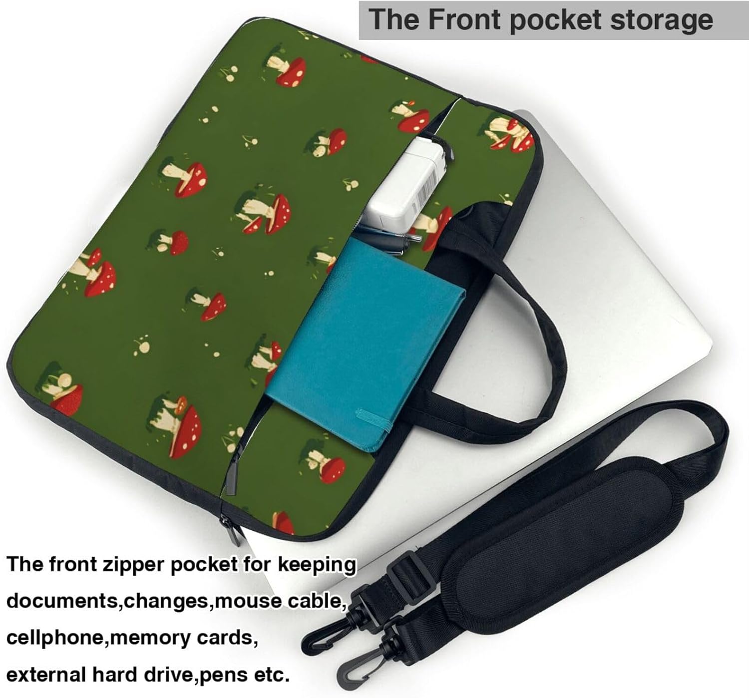 (Cute little mushrooms) Slim Laptop Bag with Strap Portable Laptop Sleeve Tote Case for Travel Business Men Women