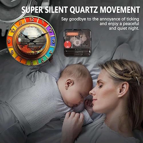 Miniatura 8 de Reloj de pared, reloj de pared retro sin tictac, funciona con pilas, relojes de pared de madera dorada para cocina, sala de estar, dormitorio,