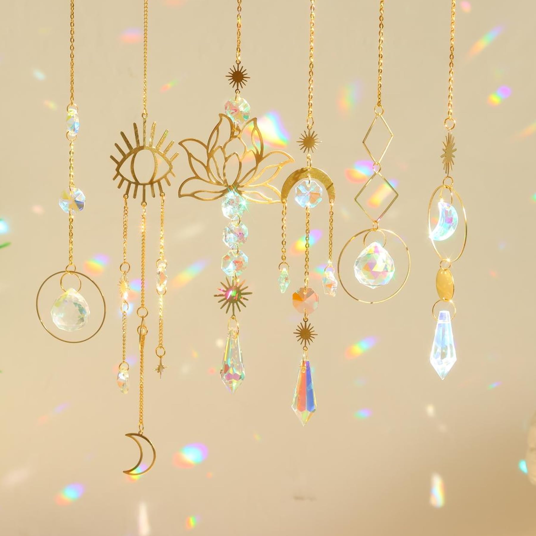 Atrapasoles Cristal, Colgante Cristal Pack de 5 árbol búho colibrí Mariposa Hada, Sun Catcher para Ventanas Jardines, Campanas Viento — view 14