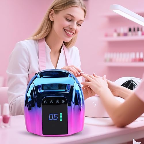 Miniatura 55 de Lámpara de uñas LED UV recargable de 96 W, luz UV inalámbrica portátil para uñas con pantalla LCD, sensor automático, 4 ajustes de temporizador