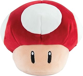 Club Mocchi-Mocchi- Super Mario Plush - Red Mushroom Plushie - Squishy Mario Toys and Cute Stuffed Animals - Gaming Room Decor - Video Game Collectibles - 6 Inch