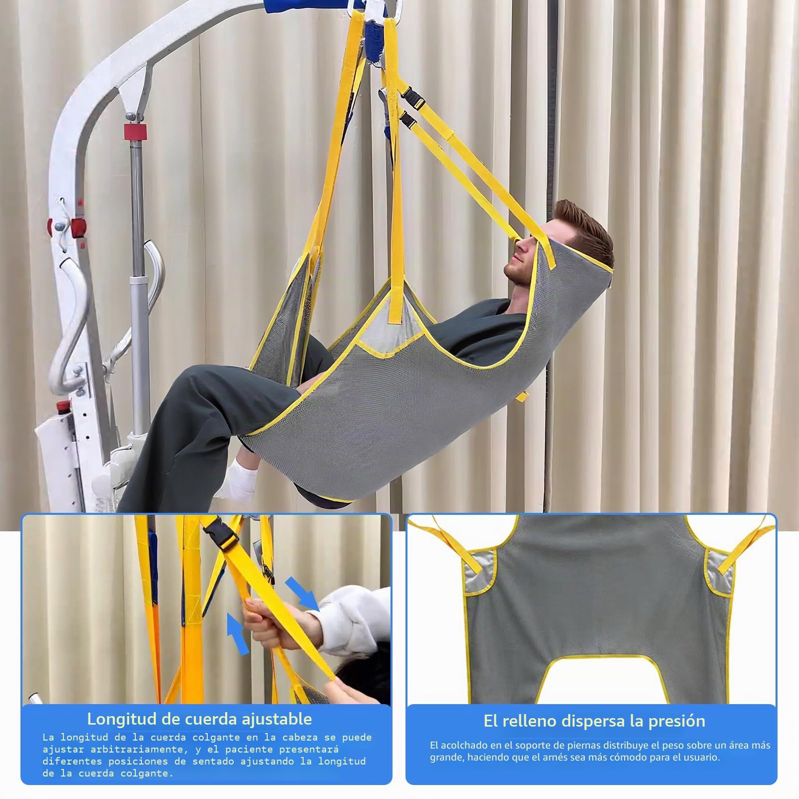 Cinturón de elevación de pacientes con pierna dividida y espalda baja, transferencia para Elderly, correa de elevación para transferencia, posicionamiento y elevación, capacidad de carga de 300 libras