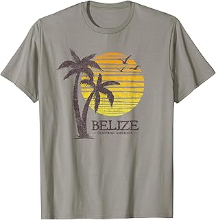 Retro Belize Souvenir Vintage Sunset Mens Womens Vacation T-Shirt