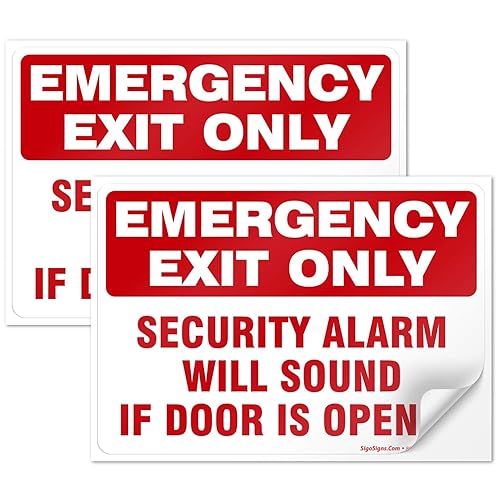EMERGENCY EXIT ONLY Sign Vinyl Decal Security Alarm Warning English Spanish