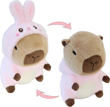 Capybara - duckling duck Stuffed Animal Capybara Wearing Pink duck Costume Plushies Dressed as Cute Funny Plush Toys for Kids Stuffed Animals Gift for Lover 10 Inch
