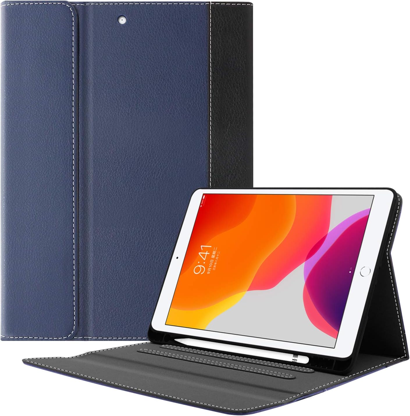 GylintCase for iPad 10.2, Multi-Angle Business Cover Built in Pocket Fit iPad 7th Generation 10.2" 2019 Model A2200 A2198 A2232 Navy Black