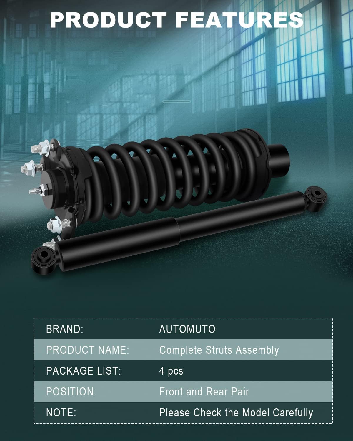 AUTOMUTO Struts & Shocks Quick-Strut Fit For 2007-2011 for Dodge Nitro,2002-2012 for Jeep Liberty