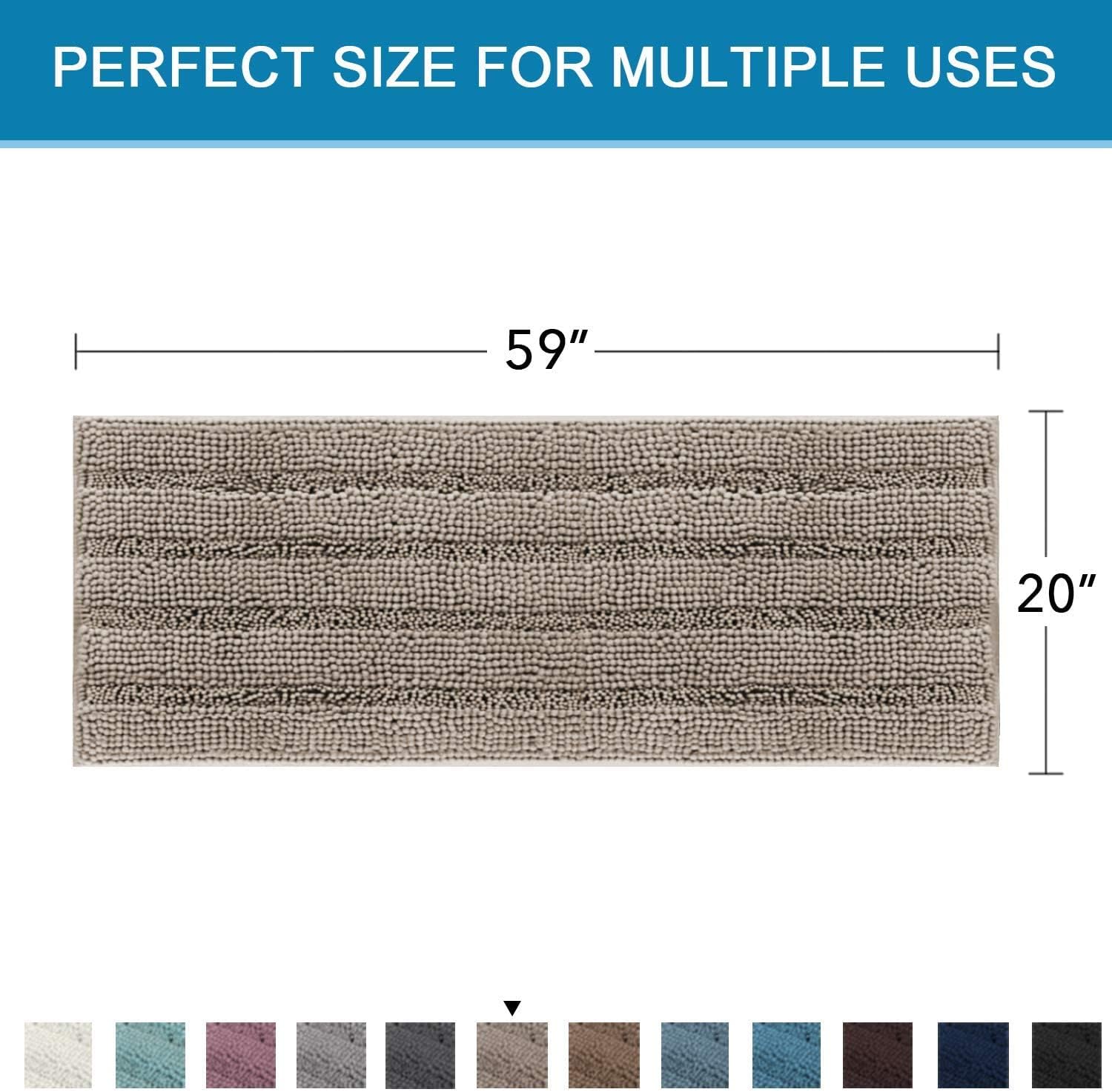 H.VERSAILTEX Item Striped Chenille Rug Pack 2-47" x 17"/17" x 24" and Pack 1-59" x 20" Bundle, Taupe