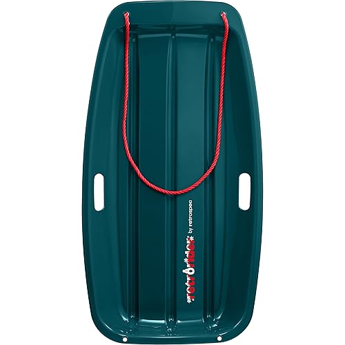 Retrospec Retrorider Plastic Snow Sled – Toboggan Style with Pull