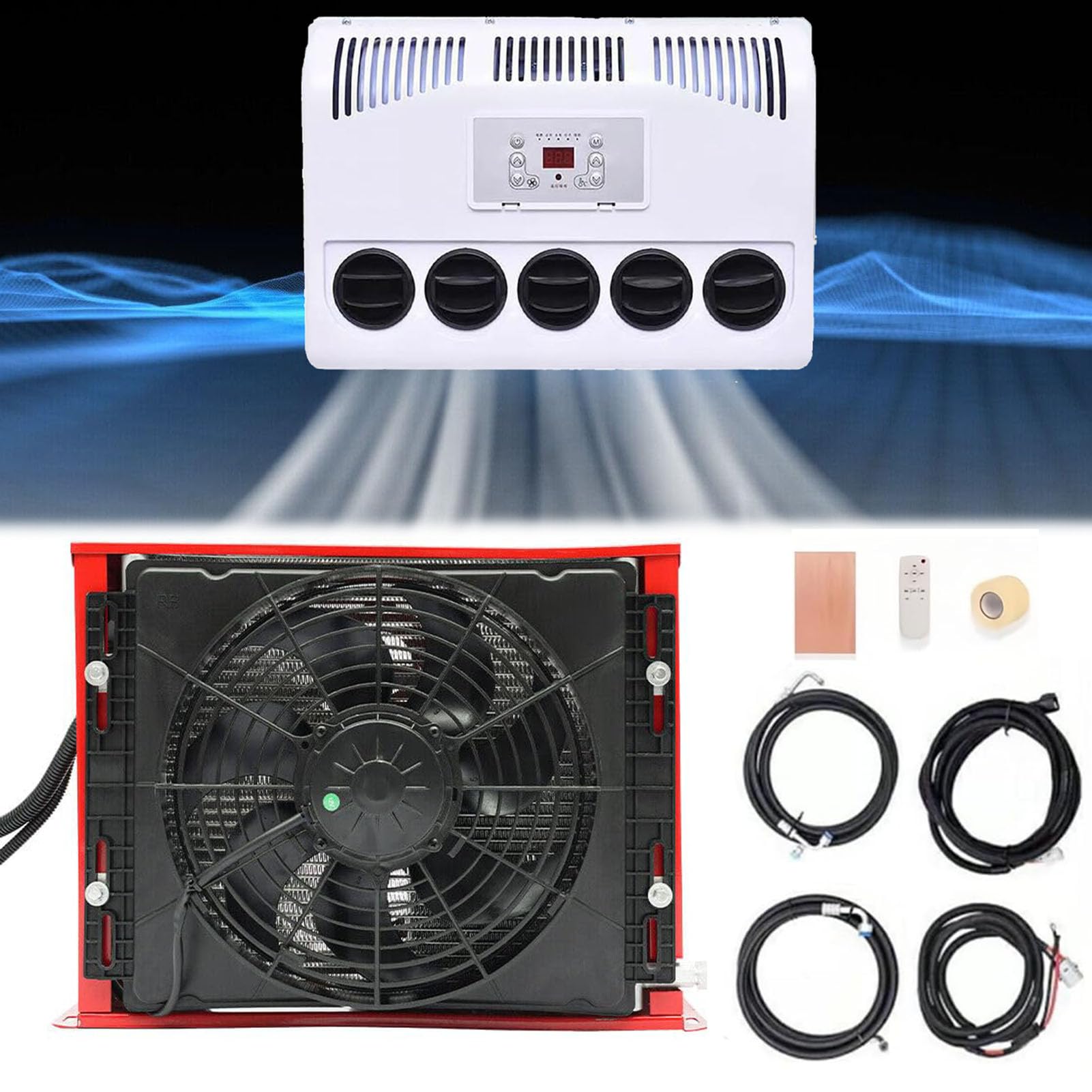 MXHACD Truck Cab Air Conditioner 11000 BTU,Mini Split RV Truck Air Conditioner AC Unit Fits Semi Trucks Bus RV Caravan(Size:12V)