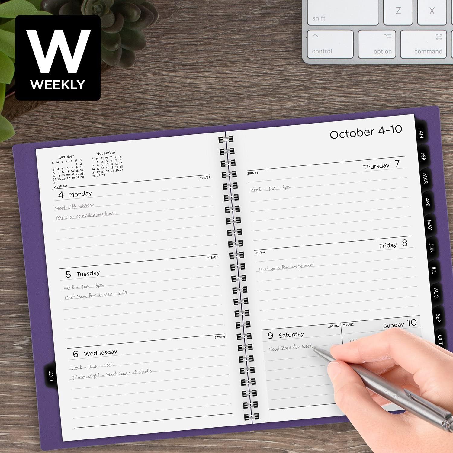 2022 Weekly & Monthly Planner by Mead, 5-1/2" x 8-1/2", Small, Basic, Purple (CRW42059)