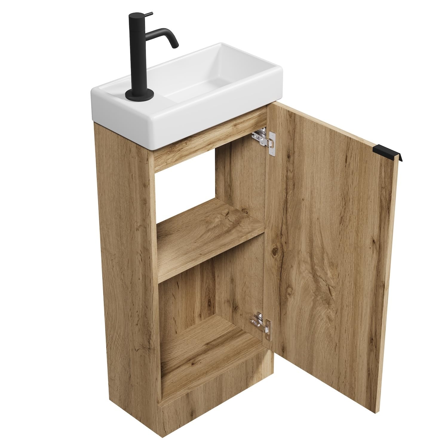 Badplaats B.V. Mobili WC Orion – 40 x 22 cm – rovere chiaro – Mobili per WC a pavimento – Salvaspazio – Armadietto pensile per ospiti WC