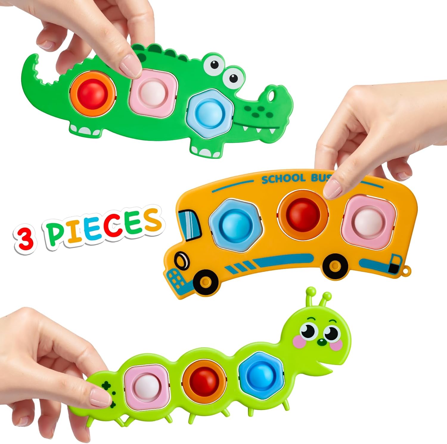 Fidget Push Pop Popper Popping Bubbles Sensory Montessori Travel Car Plane Busy Outdoor Toys for 1 2 3 Old Toddlers Babies Over 6 Months.