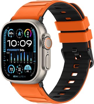 Tasikar Bands Compatible with Apple Watch Band 49mm 46mm 45mm 44mm 42mm Men Women Soft Silicone Breathable Replacement Bands for iWatch Ultra 3 2 1 SE Series 11 10 9 8 7 6 5 4 3 2 1,Or-Bk