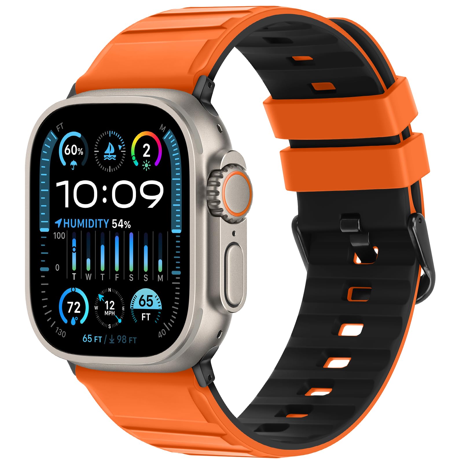 Tasikar Bands Compatible with Apple Watch Band 49mm 46mm 45mm 44mm 42mm Men Women Soft Silicone Breathable Replacement Bands Compatible with Apple Watch Ultra SE Series 10 9 8 7 6 5 4 3 2 1,Or-Bk