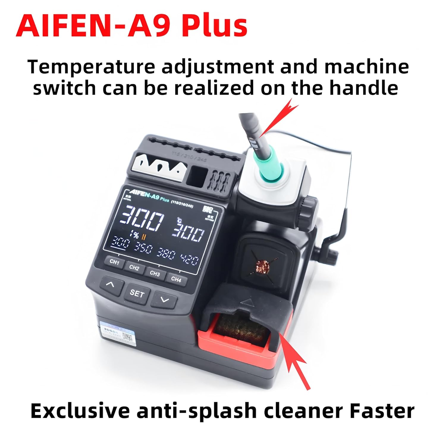 AIFEN A9 Plus Soldering Station with emphasis on handle temperature control
