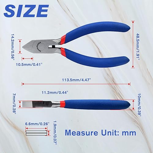 Miniatura 6 de SPEEDWOX Mini alicates de punta plana de 5 pulgadas, mordazas anchas, alicates de pico de pato pequeño, alicates de joyería de precisión,