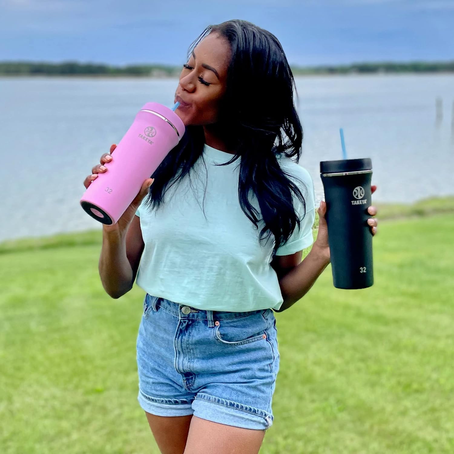 Takeya 32 oz Stainless Steel Insulated Tumbler with Straw Lid, Premium Quality, Sweatproof