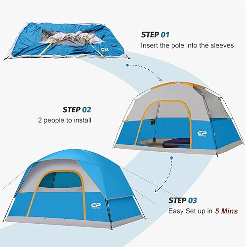 Miniatura 4 de CAMPROS CP Tents for Camping 246 Person Tent Waterproof Windproof Double Layer Camping Tent, Easy Setup Dome Tent with Large Mesh Windows & Wider