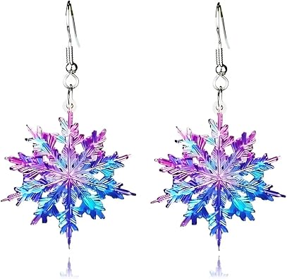 Snowflake Earrings Christmas Earrings for Women Shining Snowflake Dangle Earrings Acrylic Christmas Holiday Earrings Winter Festival Xmas Jewelry Accessories