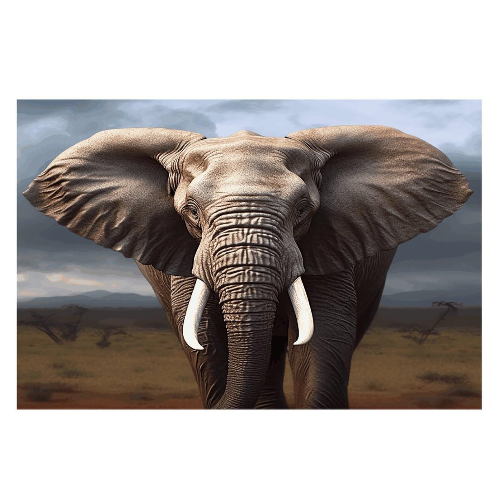 Elephant Placemats Wipeable Heat Resistant Table Mats Washable Flax Place Mats Elegant Cloth Non-Slip Placemat for Kitchen Dinning Party Table Decor 12 * 18 in