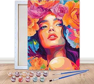 Bimkole Framed Paint by Numbers Kit for Adults Woman, DIY Oil Painting o...